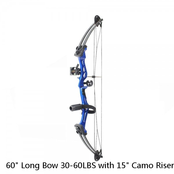 60" Long Bow 30-60LBS with 15" Camo Riser Junxing F172 Set for Archery Shooting