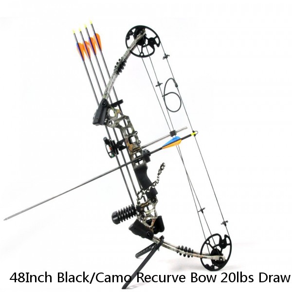 48Inch Black/Camo Recurve Bow 20lbs Draw Weight For Women/Youth Archery Practice